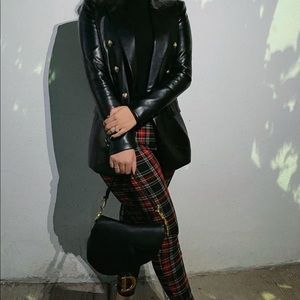 Zara Black and Red Plaid Pants S